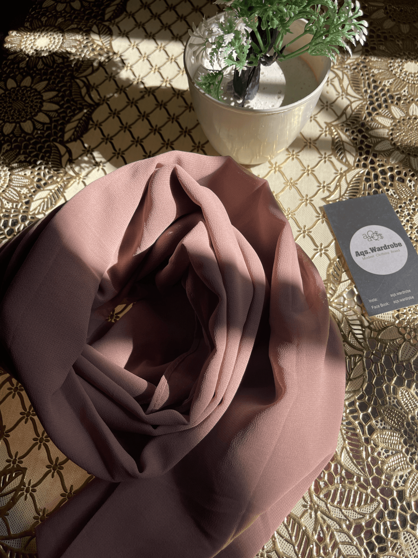 Georgette Chiffon Scarfs (Nude Brown) - Aqswardrobe.pk