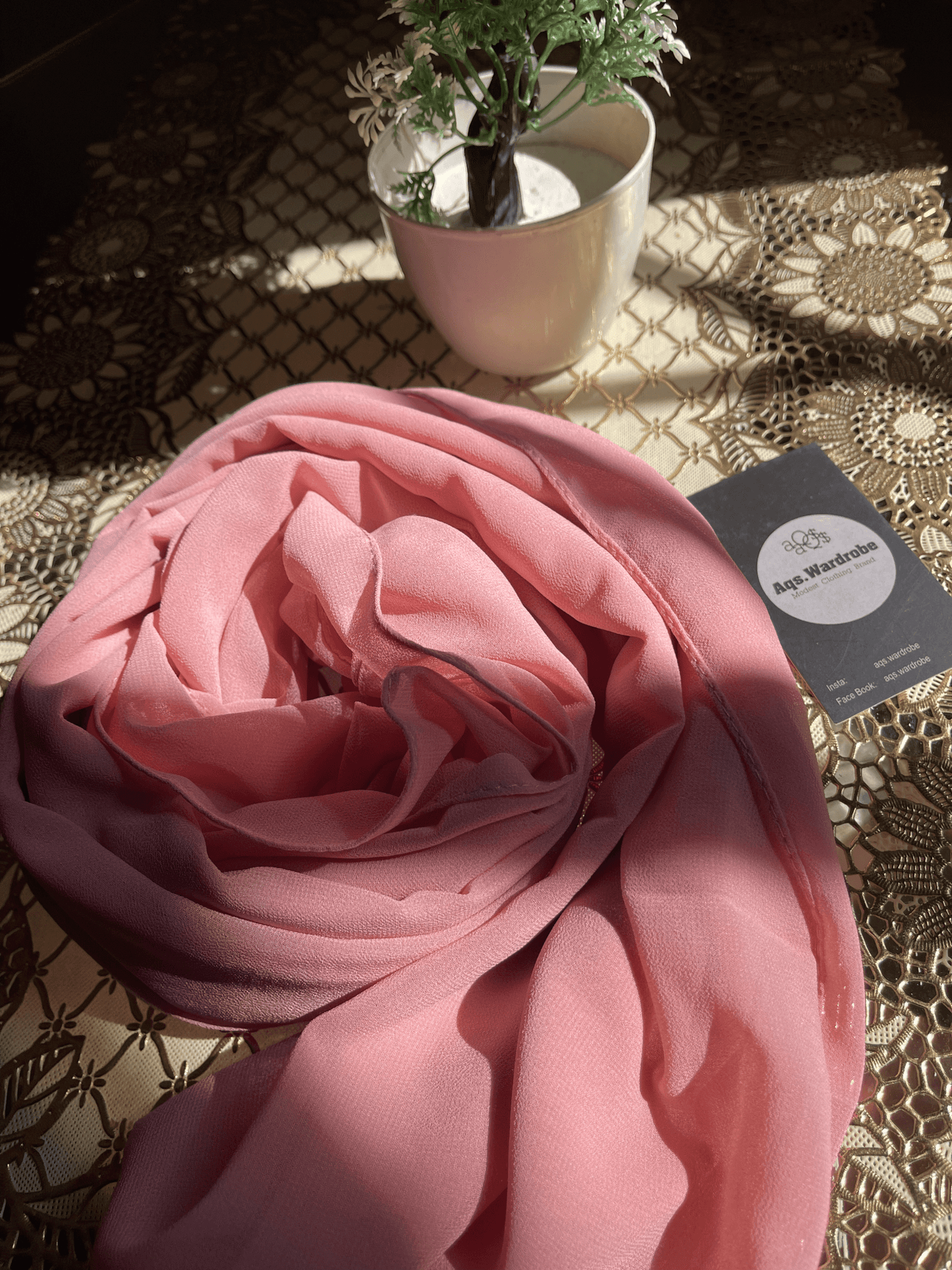 Georgette Chiffon Scarfs (Powder Pink) - Aqswardrobe.pk