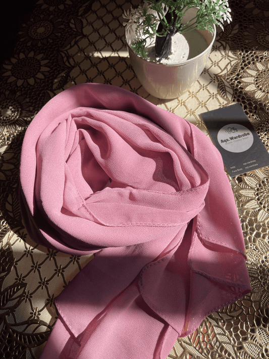 Georgette Chiffon Scarfs (Powder Pink) - Aqswardrobe.pk