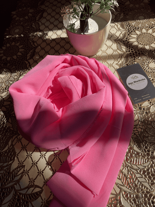 Georgette Chiffon Scarfs (Shocking Pink) - Aqswardrobe.pk