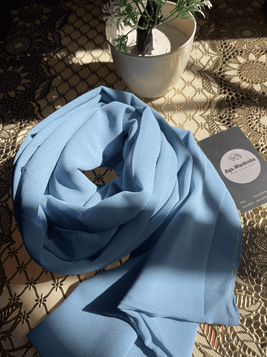 Georgette Chiffon Scarfs (Sky Blue) - Aqswardrobe.pk